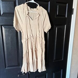 Women's Cream Tiered Short-Sleeve Boho Dress - Unbranded